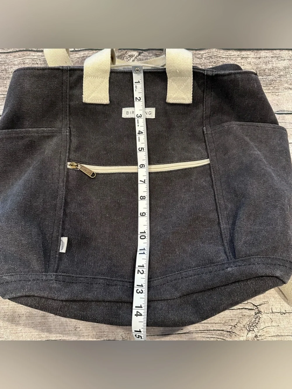 Birdling Black Canvas Laptop Tote Bag Backpack with Cream Handles ~15”x13” - Picture 8 of 8
